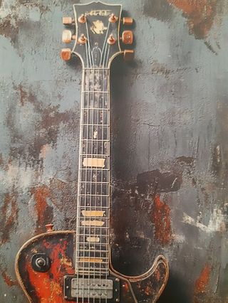 Letrero Metal Vintage Guitarra Eléctrica Roja.