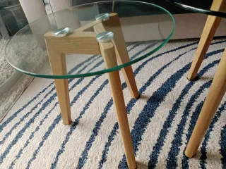 Dos Mesa de centro cristal y madera
