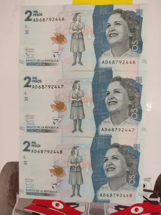 Serie 3 Billetes Colombianos 2 Mil Pesos