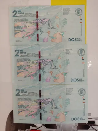 Serie 3 Billetes Colombianos 2 Mil Pesos