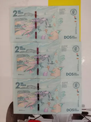Serie 3 Billetes Colombianos 2 Mil Pesos