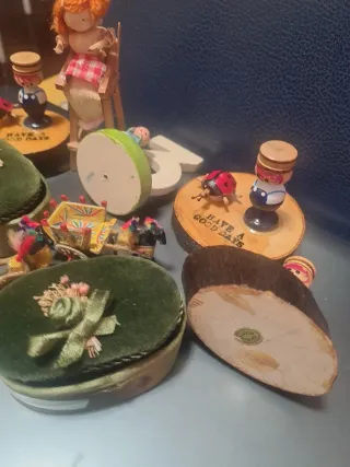 9 Bomboniere Souvenir Artigianato Legno Velluto