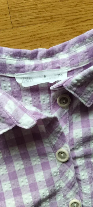 Vestido Zara cuadros lila T.6 (116 cm)