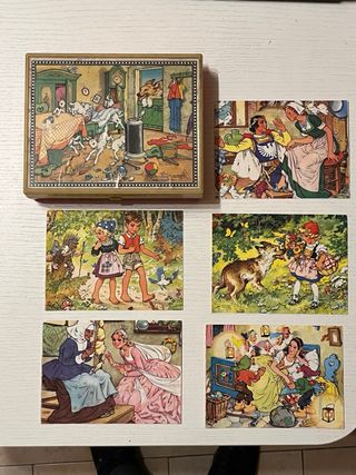 Puzzle di blocchi di legno vintage.