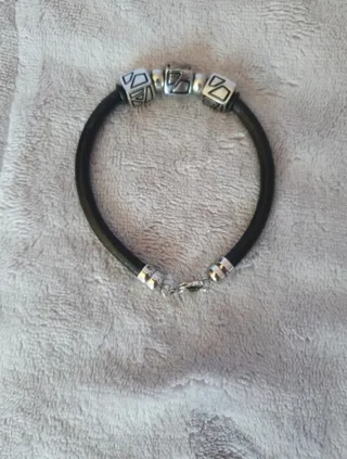 Pulsera Viceroy Cuero Negro y Plata