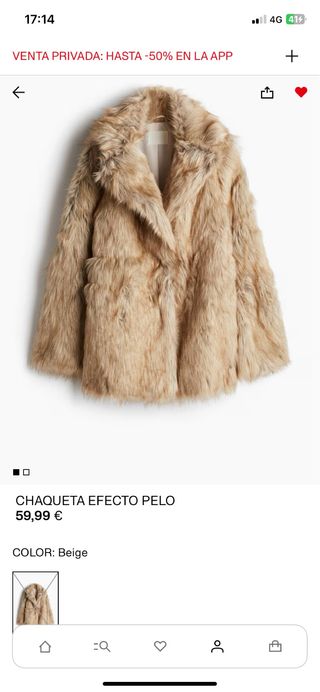 Chaqueta efecto pelo beige h&m sin estrenar