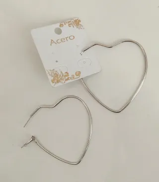 Pendientes aro corazón plateados grandes