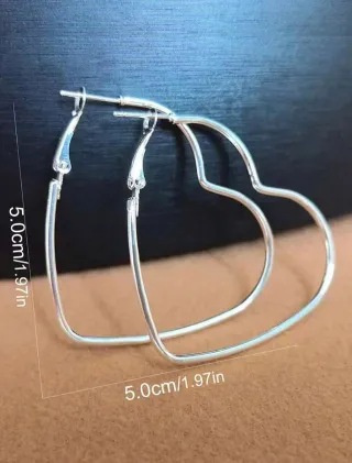 Pendientes aro corazón plateados grandes