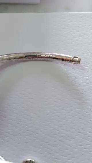 Pulsera Pandora Plata y Cristal Azul. Talla 2.
