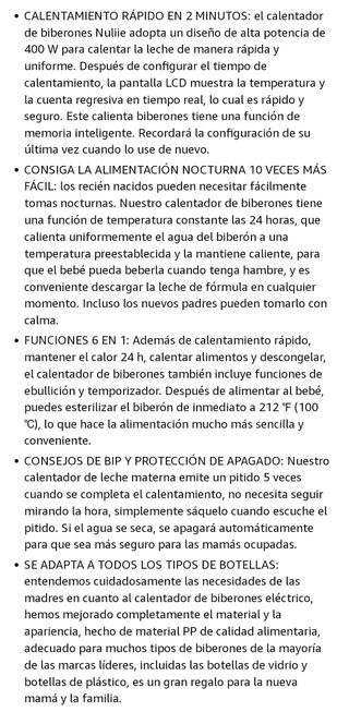 Nuliie Calienta Biberones Eléctrico 6 en 1.