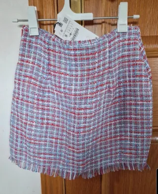 Falda Zara Botones Perla