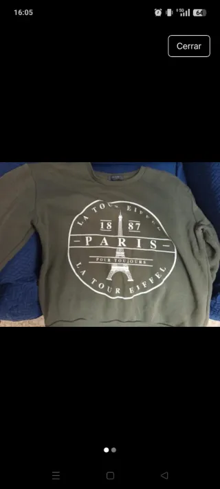 Sudadera verde con estampado París