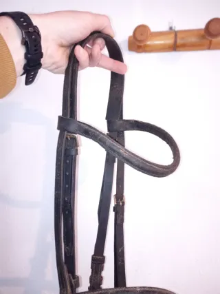 Cabezada inglesa de doma de cuero