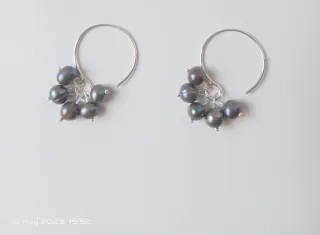 Pendientes  de plata racimo de perlas
