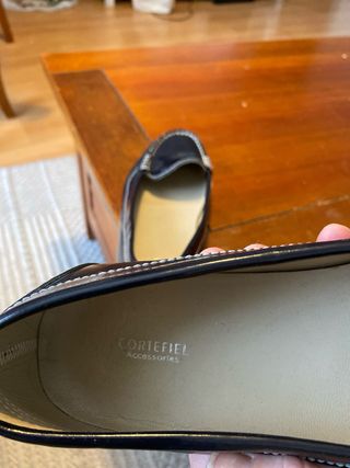 Mocasines charol azul Cortefiel mujer talla 40