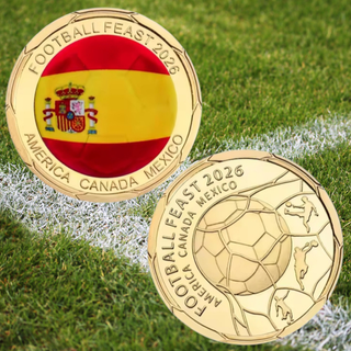 ESPAÑA MONEDA BAÑADA EN ORO + ESTUCHE DE MADERA