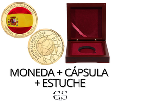 ESPAÑA MONEDA BAÑADA EN ORO + ESTUCHE DE MADERA