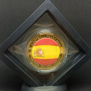 SELECCIÓN ESPAÑOLA MONEDA BAÑO DE ORO + EXPOSITOR
