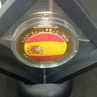 SELECCIÓN ESPAÑOLA MONEDA BAÑO DE ORO + EXPOSITOR