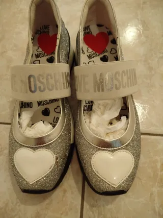 Love Moschino Scarpe Argento e Bianche