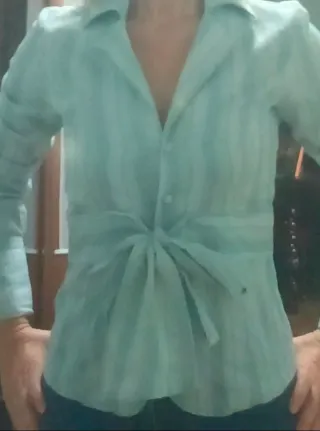 Camisa de mujer rayas turquesa