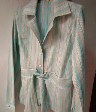 Camisa de mujer rayas turquesa