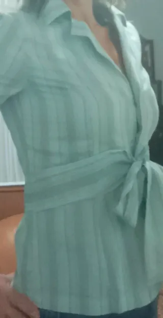 Camisa de mujer rayas turquesa