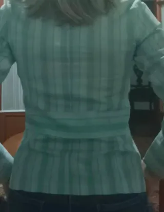 Camisa de mujer rayas turquesa