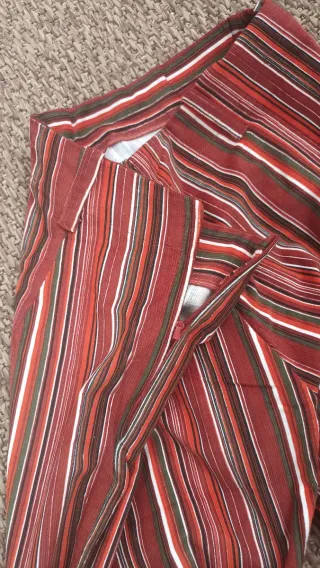 Pantalón vintage de pana y pata ancha de rayas