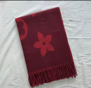 Bufanda de cachemir roja con estampado floral