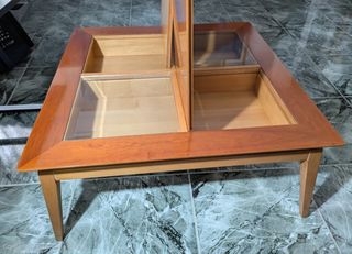 Mesa centro madera maciza vitrina 90s