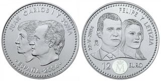 Moneda 12€ 2004 Plata Boda Real Felipe y Letizia