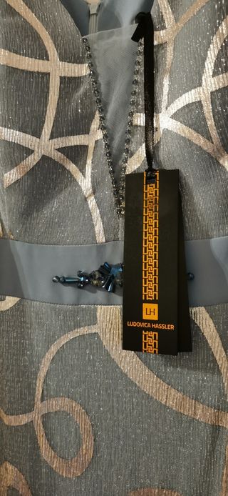 Abito lungo Hassler blu e argento