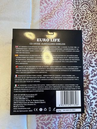 Auriculares Bluetooth EURO LIFE BT 5.0 Negros