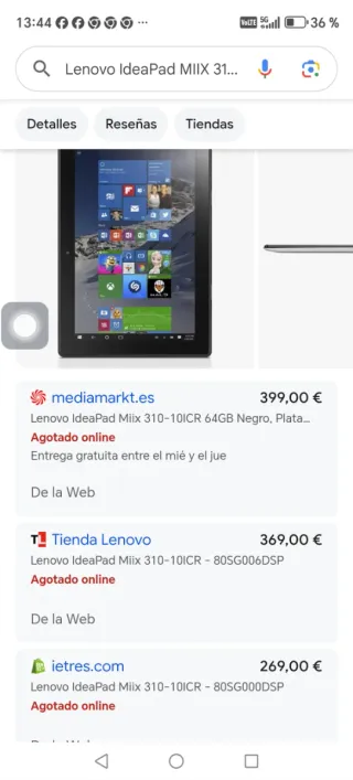 Tablet Lenovo Blanca