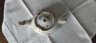 Tetera Limoges Porcelana Flores Doradas