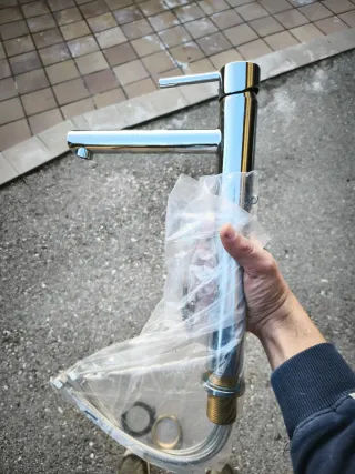 Grifo baño sobre encimera plata