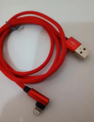 Cable Carga Lightning Ángulo 90° Rojo