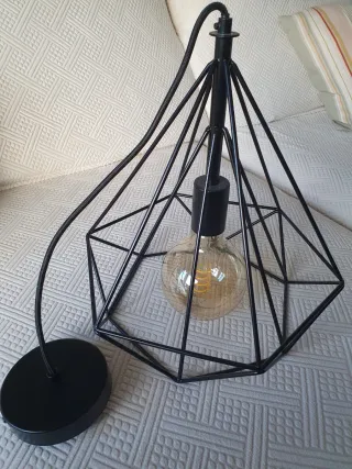 Lámpara colgante jaula negra