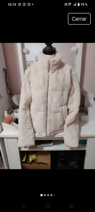 Abrigo de pelo beige talla única nueva