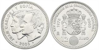 Moneda 12€ 2003 Plata Aniv Constitución Española