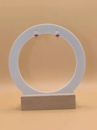 Pendientes Plata 925 Rosa Fucsia