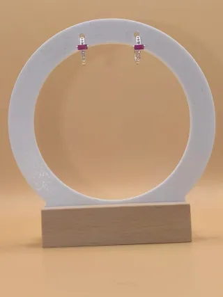 Pendientes Plata 925 Rosa Fucsia