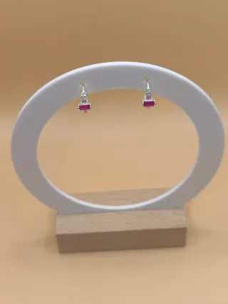 Pendientes Plata 925 Rosa Fucsia