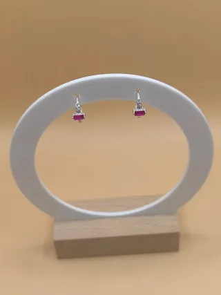 Pendientes Plata 925 Rosa Fucsia