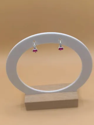 Pendientes Plata 925 Rosa Fucsia