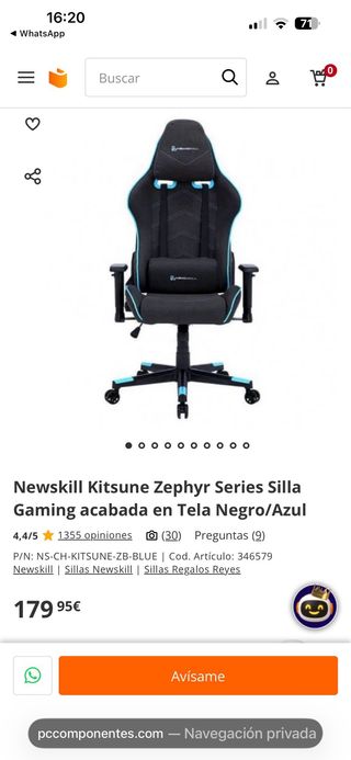 Silla Gamer Newskill Cuero Azul
