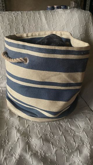 Capazo plegable rayas azules