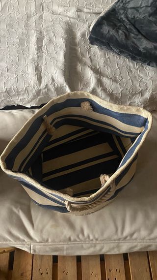 Capazo plegable rayas azules