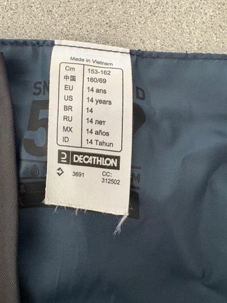 Peto esquí/snowboard 12-14 años